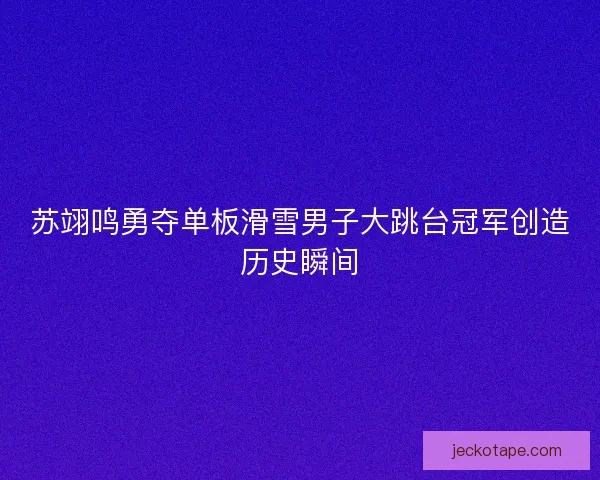 苏翊鸣勇夺单板滑雪男子大跳台冠军创造历史瞬间